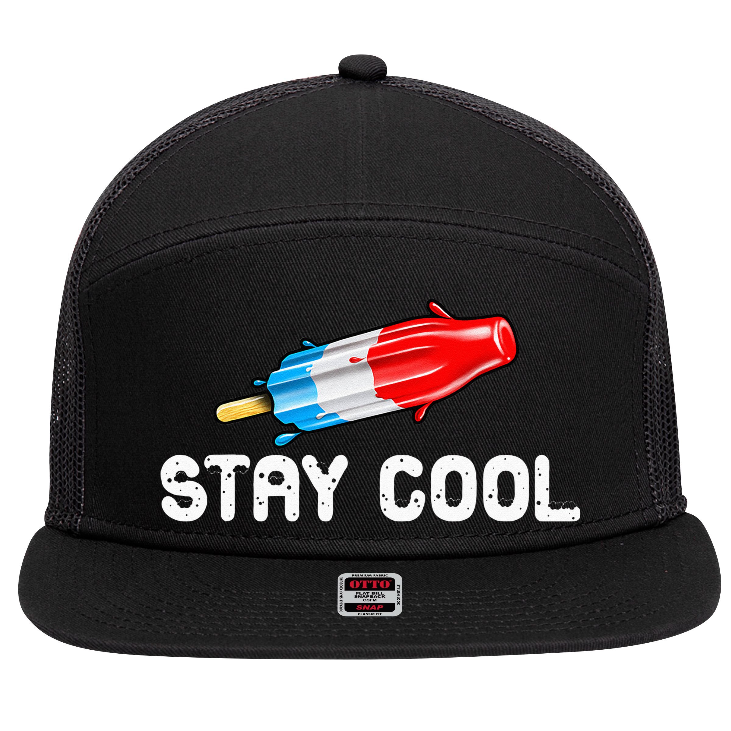 Summer Popsicle Stay Cool Funny Bomb Retro 80s Pop Gift 7 Panel Mesh Trucker Snapback Hat