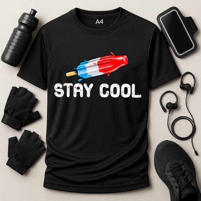 Summer Popsicle Stay Cool Funny Bomb Retro 80s Pop Gift Cooling Performance Crew T-Shirt