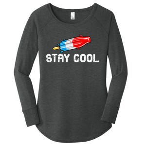 Summer Popsicle Stay Cool Funny Bomb Retro 80s Pop Gift Women's Perfect Tri Tunic Long Sleeve Shirt