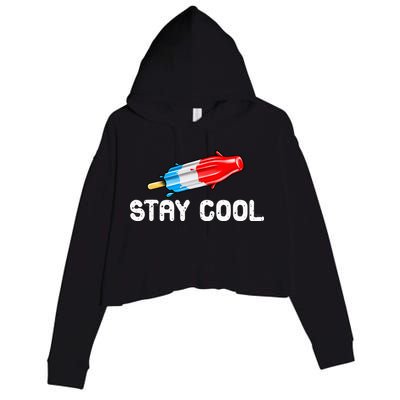 Summer Popsicle Stay Cool Funny Bomb Retro 80s Pop Gift Crop Fleece Hoodie