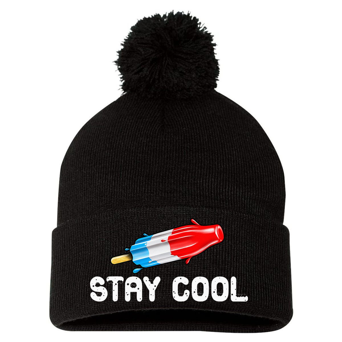 Summer Popsicle Stay Cool Funny Bomb Retro 80s Pop Gift Pom Pom 12in Knit Beanie