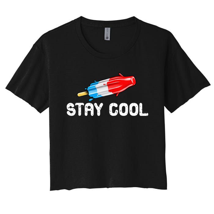 Summer Popsicle Stay Cool Funny Bomb Retro 80s Pop Gift Women's Crop Top Tee