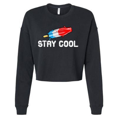 Summer Popsicle Stay Cool Funny Bomb Retro 80s Pop Gift Cropped Pullover Crew