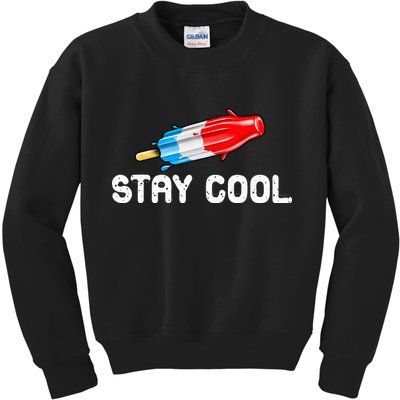 Summer Popsicle Stay Cool Funny Bomb Retro 80s Pop Gift Kids Sweatshirt