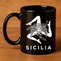 Sicilian Pride Sicilia Sicilian Flag Trinacria 11oz C Handle Ceramic Mug