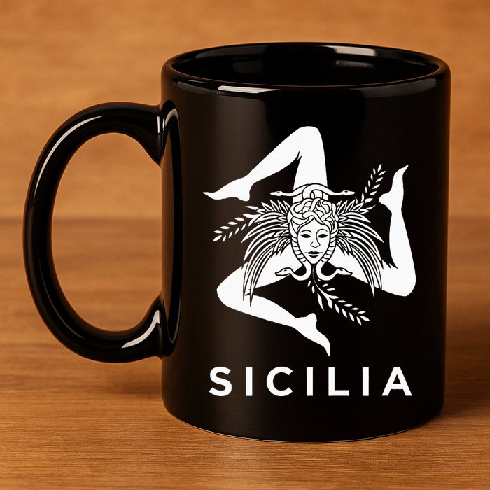 Sicilian Pride Sicilia Sicilian Flag Trinacria 11oz C Handle Ceramic Mug