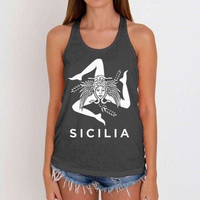 Sicilian Pride Sicilia Sicilian Flag Trinacria Women's Knotted Racerback Tank