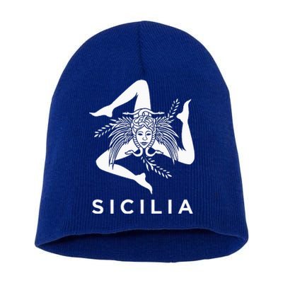 Sicilian Pride Sicilia Sicilian Flag Trinacria Short Acrylic Beanie