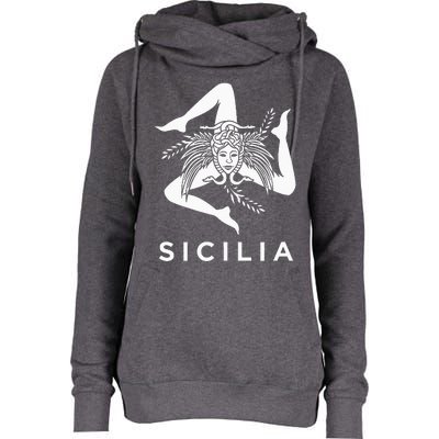 Sicilian Pride Sicilia Sicilian Flag Trinacria Womens Funnel Neck Pullover Hood