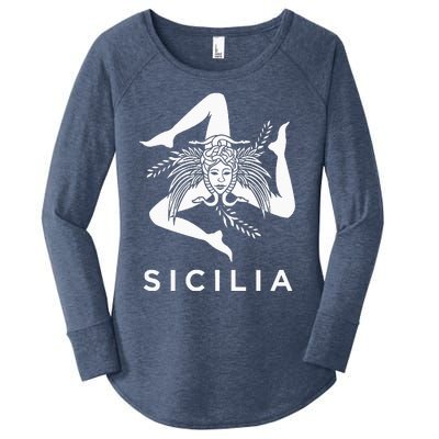 Sicilian Pride Sicilia Sicilian Flag Trinacria Women's Perfect Tri Tunic Long Sleeve Shirt