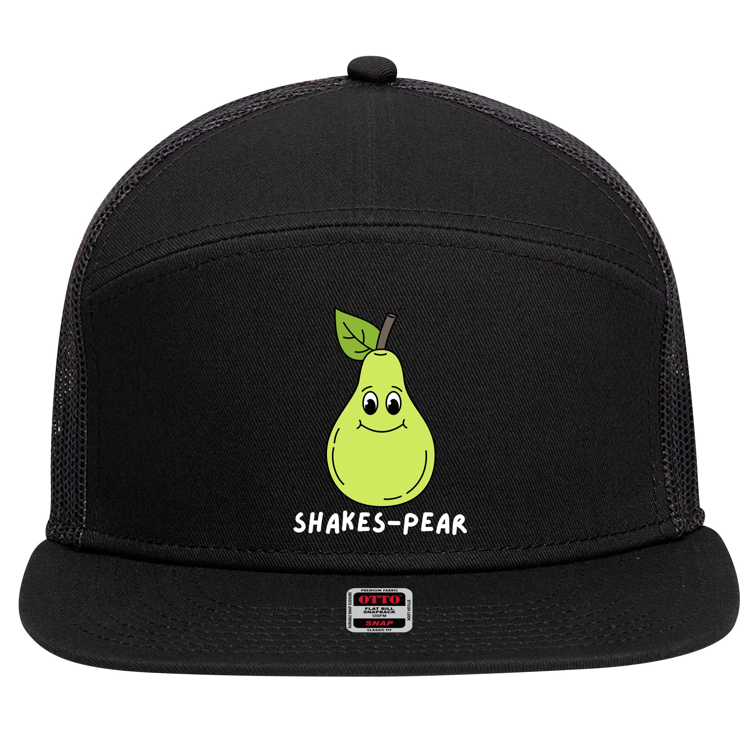 Shakes Pear Shakespeare Funny 7 Panel Mesh Trucker Snapback Hat