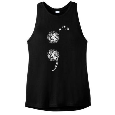 Semicolon Project Suicide Prevention Blowball Dandelion Gift Ladies PosiCharge Tri-Blend Wicking Tank