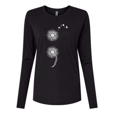 Semicolon Project Suicide Prevention Blowball Dandelion Gift Womens Cotton Relaxed Long Sleeve T-Shirt