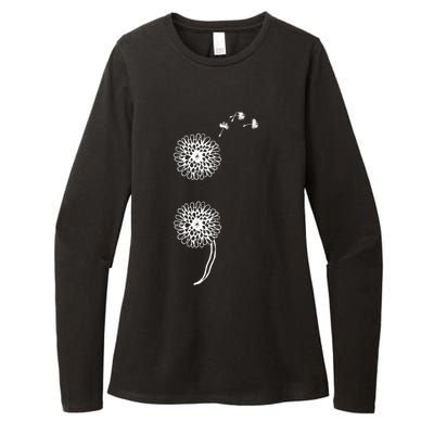 Semicolon Project Suicide Prevention Blowball Dandelion Gift Womens CVC Long Sleeve Shirt