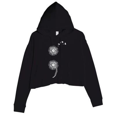 Semicolon Project Suicide Prevention Blowball Dandelion Gift Crop Fleece Hoodie