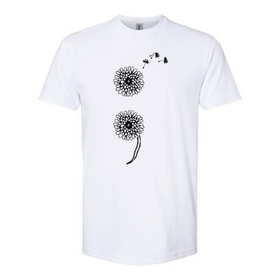 Semicolon Project Suicide Prevention Blowball Dandelion Gift Softstyle® CVC T-Shirt