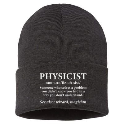 Scientist Physics Student Funny Physicist Definition Sustainable Knit Beanie