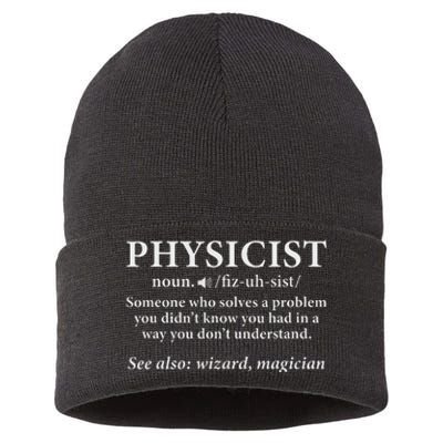 Scientist Physics Student Funny Physicist Definition Sustainable Knit Beanie