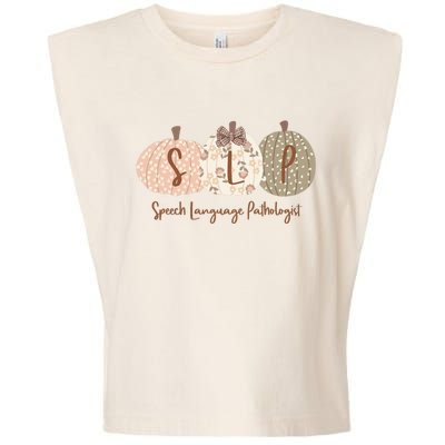 Slp Pumpkin Speech Language Pathologist Fall Autumn Garment-Dyed Women's Muscle Tee