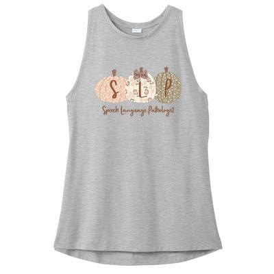 Slp Pumpkin Speech Language Pathologist Fall Autumn Ladies PosiCharge Tri-Blend Wicking Tank