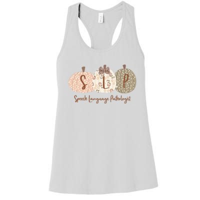 Slp Pumpkin Speech Language Pathologist Fall Autumn Women's Racerback Tank