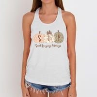 Slp Pumpkin Speech Language Pathologist Fall Autumn Women's Knotted Racerback Tank