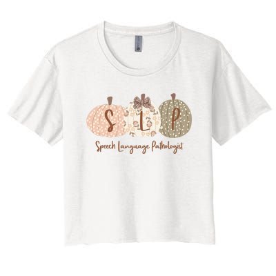 Slp Pumpkin Speech Language Pathologist Fall Autumn Women's Crop Top Tee