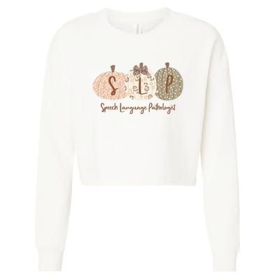 Slp Pumpkin Speech Language Pathologist Fall Autumn Cropped Pullover Crew