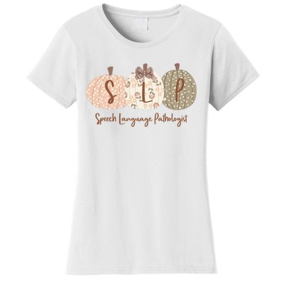 Slp Pumpkin Speech Language Pathologist Fall Autumn Women's T-Shirt