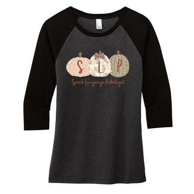 Slp Pumpkin Speech Language Pathologist Fall Autumn Women's Tri-Blend 3/4-Sleeve Raglan Shirt