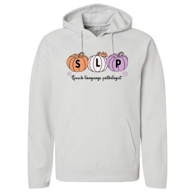 Slp Pumpkin Speech Language Pathologist Grade Fall Autumn Performance Fleece Hoodie