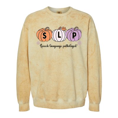 Slp Pumpkin Speech Language Pathologist Grade Fall Autumn Colorblast Crewneck Sweatshirt