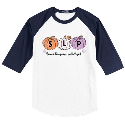 Slp Pumpkin Speech Language Pathologist Grade Fall Autumn Baseball Sleeve Shirt