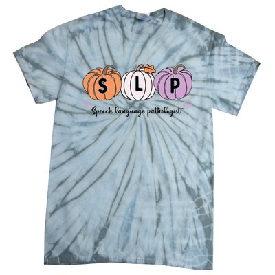 Slp Pumpkin Speech Language Pathologist Grade Fall Autumn Tie-Dye T-Shirt