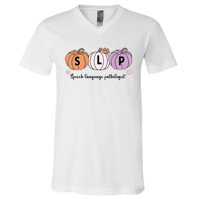 Slp Pumpkin Speech Language Pathologist Grade Fall Autumn V-Neck T-Shirt