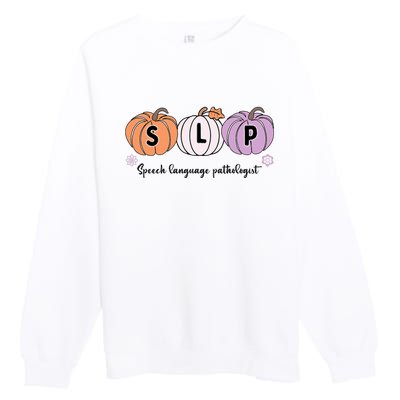 Slp Pumpkin Speech Language Pathologist Grade Fall Autumn Premium Crewneck Sweatshirt