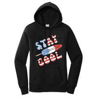 Summer Popsicle Stay Cool 4th Of July Retro Groovy US Flag Women's Pullover Hoodie