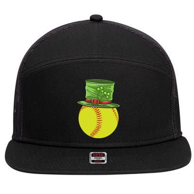 Softball Player Sport St Patrick's Saint Pattys Day Gift 7 Panel Mesh Trucker Snapback Hat