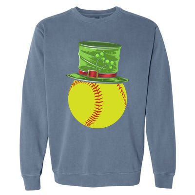 Softball Player Sport St Patrick's Saint Pattys Day Gift Garment-Dyed Sweatshirt