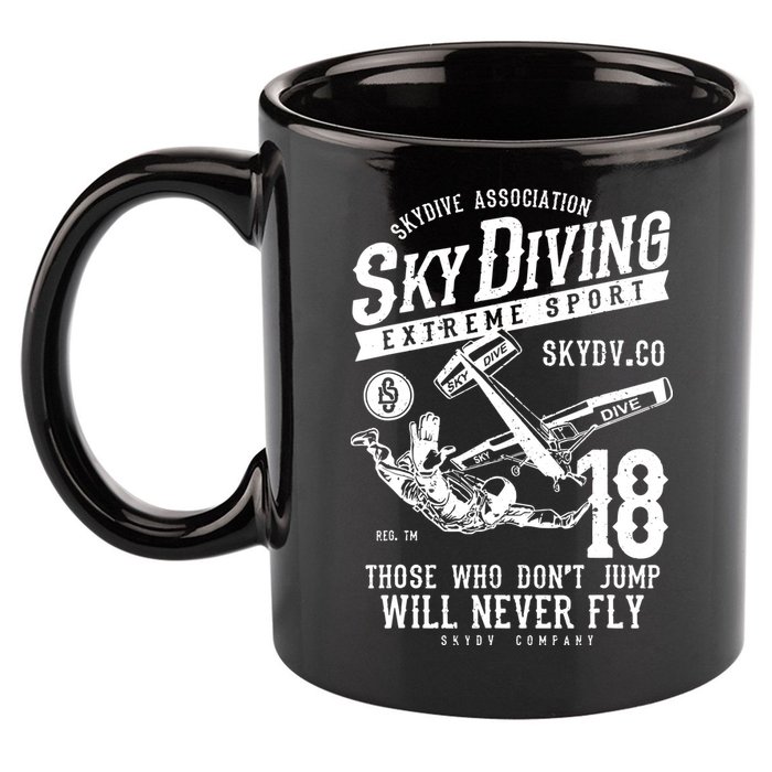 Skydiving Parachuting Skydive Tee Skydiver 11oz C Handle Ceramic Mug