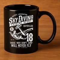Skydiving Parachuting Skydive Tee Skydiver 11oz C Handle Ceramic Mug