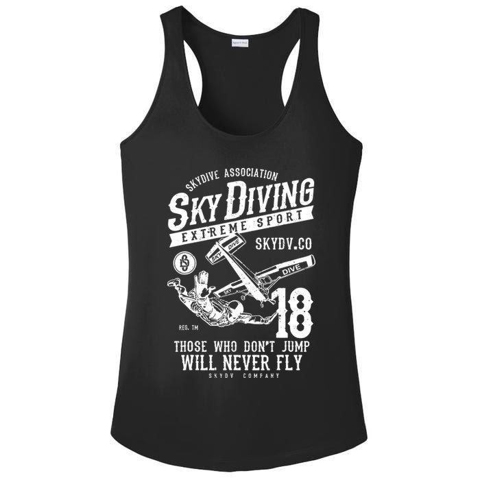 Skydiving Parachuting Skydive Tee Skydiver Ladies PosiCharge Competitor Racerback Tank