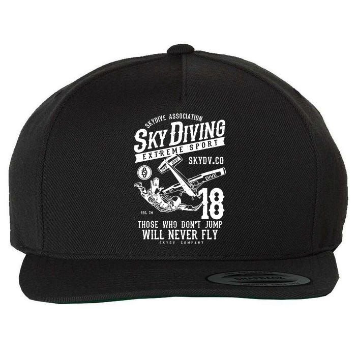 Skydiving Parachuting Skydive Tee Skydiver Wool Snapback Cap