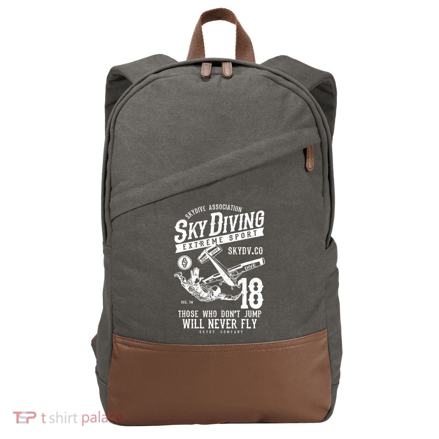 Skydiving Parachuting Skydive Tee Skydiver Cotton Canvas Backpack