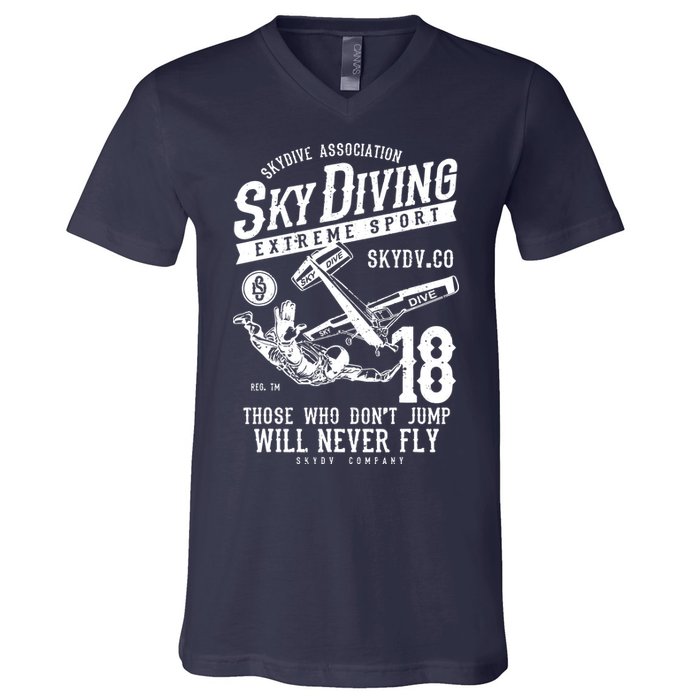 Skydiving Parachuting Skydive Tee Skydiver V-Neck T-Shirt