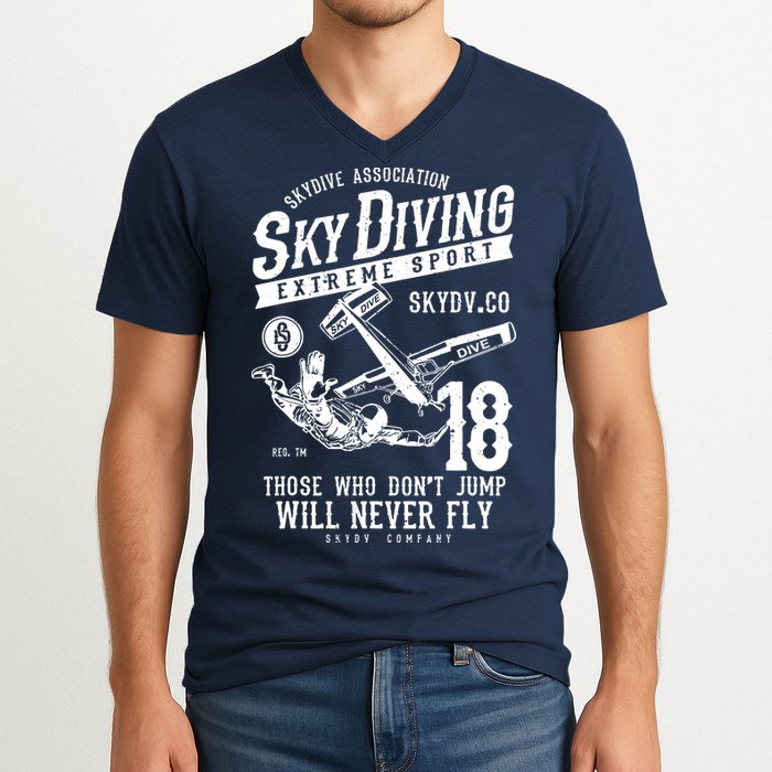 Skydiving Parachuting Skydive Tee Skydiver V-Neck T-Shirt