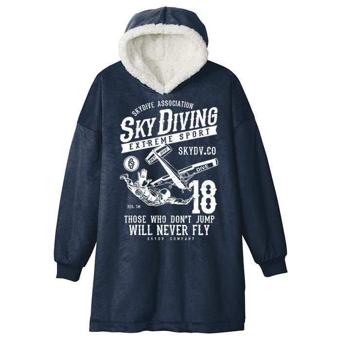 Skydiving Parachuting Skydive Tee Skydiver Hooded Wearable Blanket