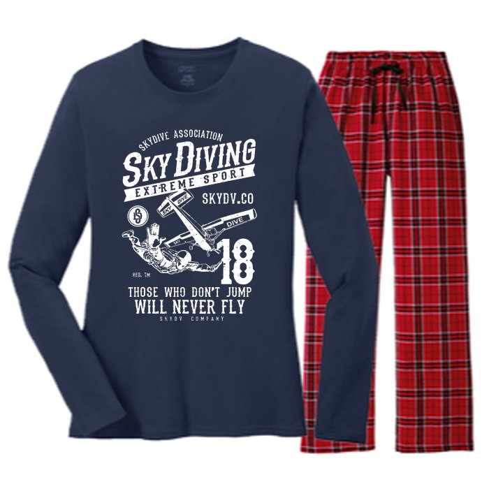 Skydiving Parachuting Skydive Tee Skydiver Women's Long Sleeve Flannel Pajama Set 