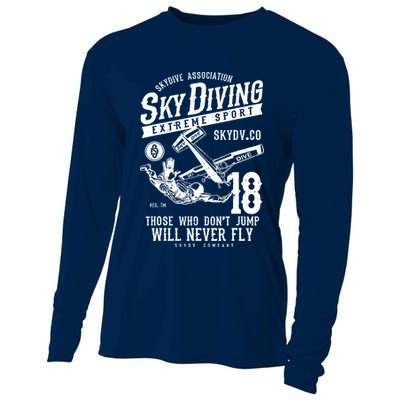 Skydiving Parachuting Skydive Tee Skydiver Cooling Performance Long Sleeve Crew