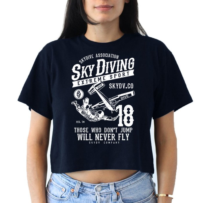 Skydiving Parachuting Skydive Tee Skydiver Crop Top